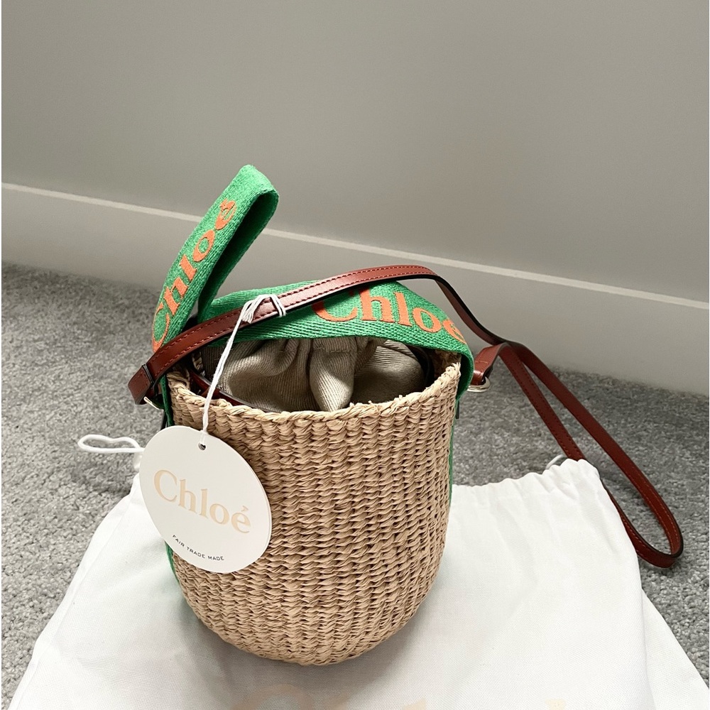Chloé X Mifuko leather-trim raffia bucket bag